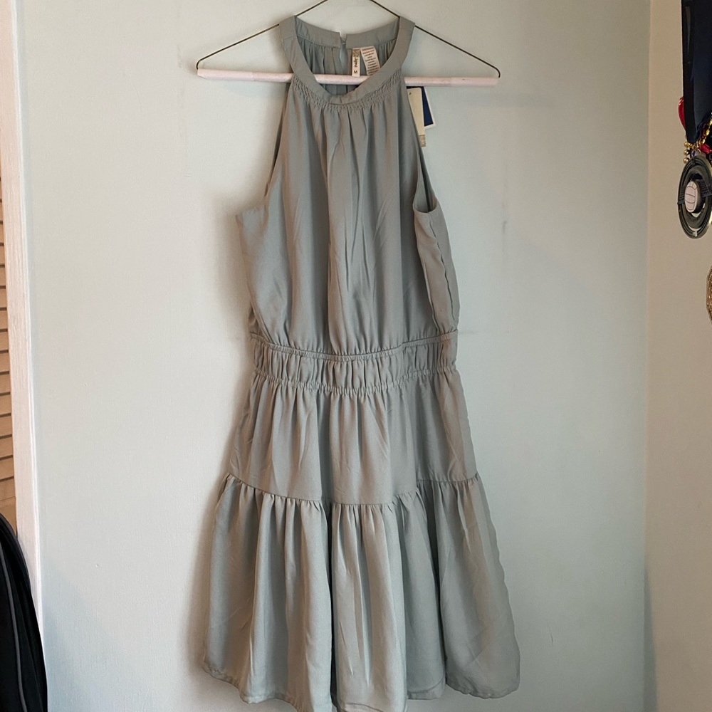 Mint green pastel high neck dress